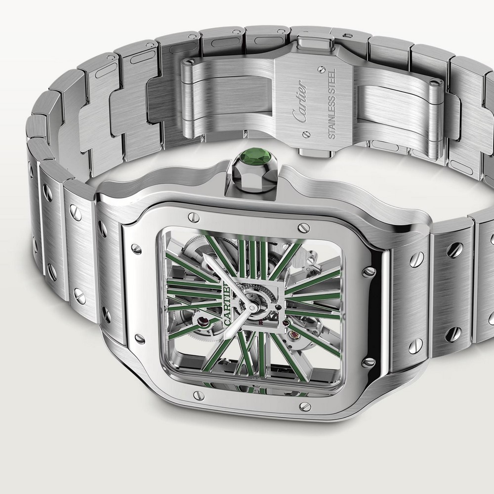 Đồng Hồ Cartier Santos De Cartier Large Watch Nam Xám Xanh Lá